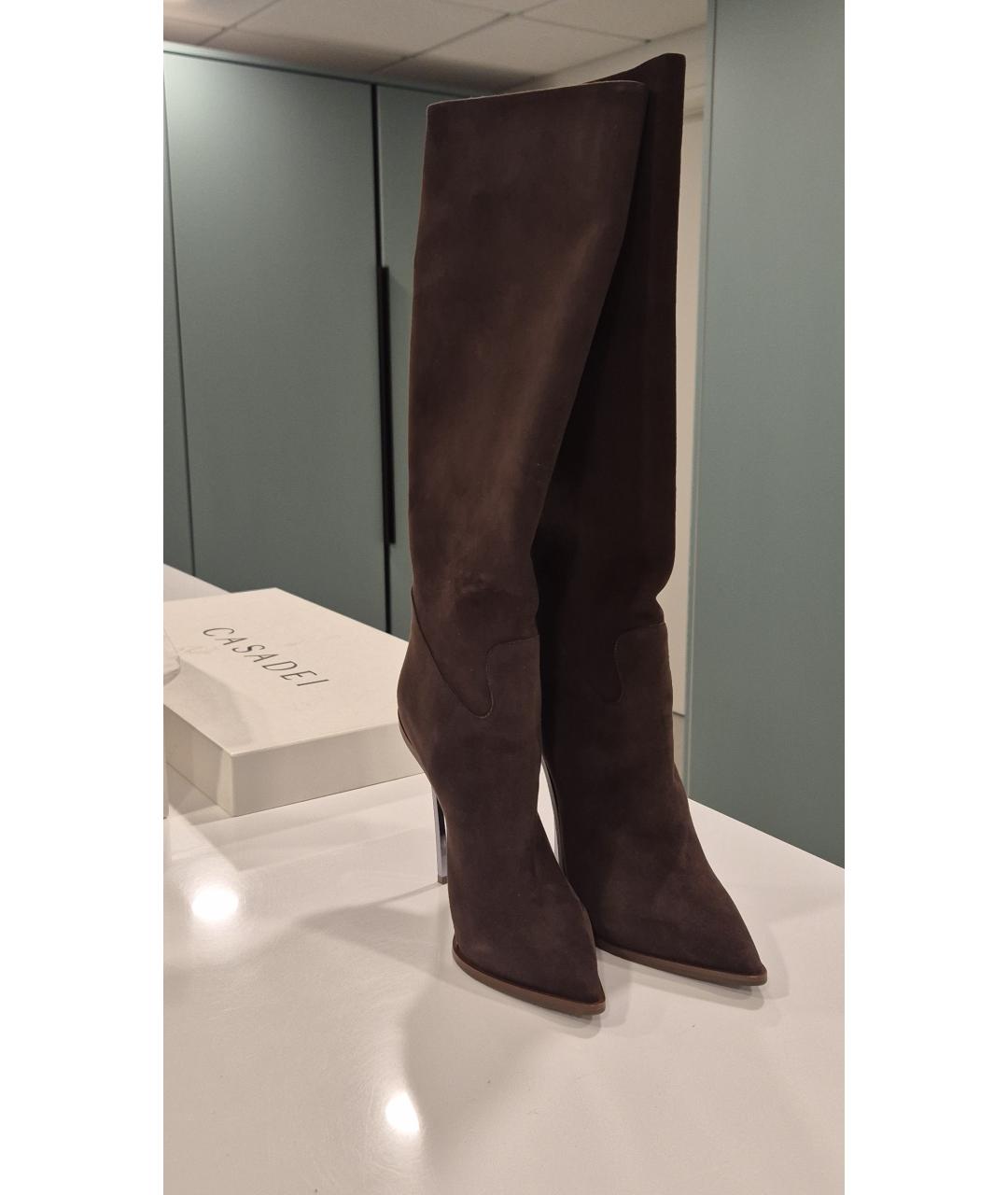 CASADEI Коричневые замшевые сапоги, фото 7