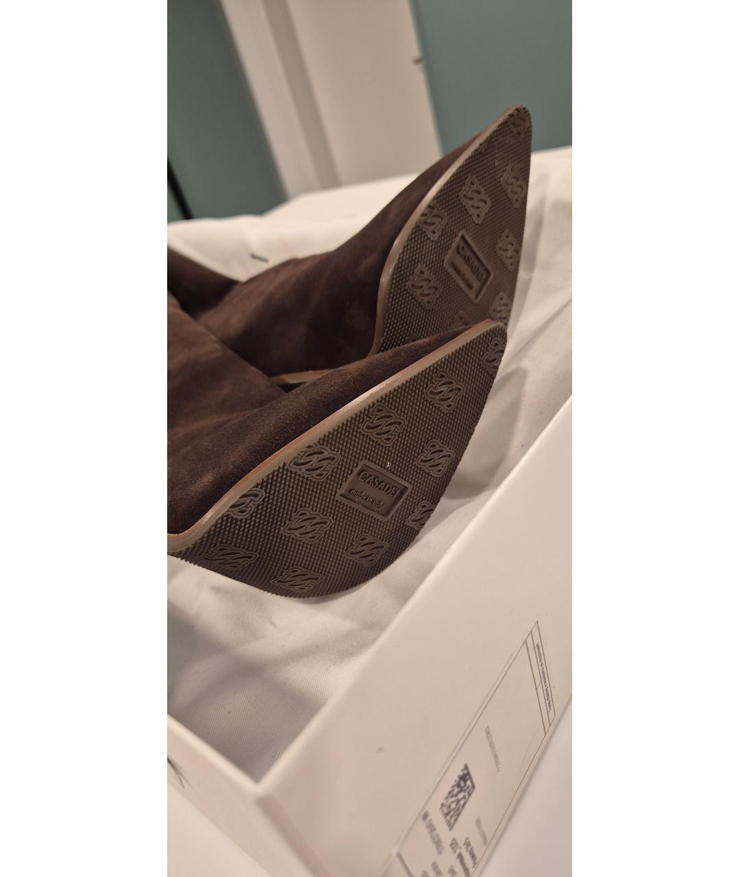 CASADEI Коричневые замшевые сапоги, фото 5