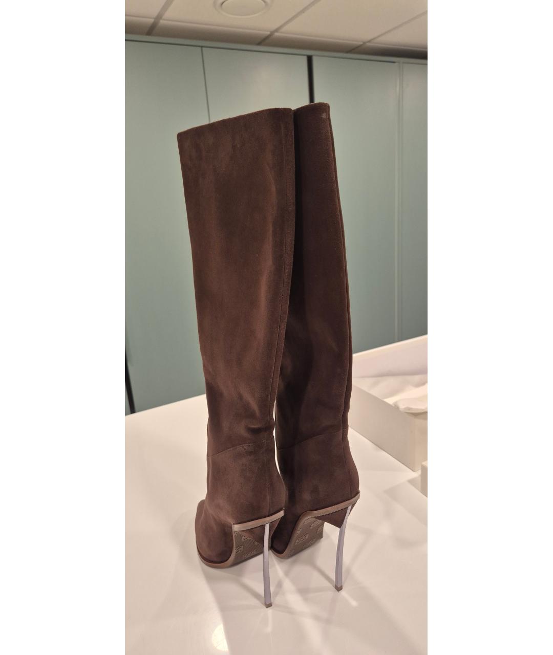 CASADEI Коричневые замшевые сапоги, фото 4