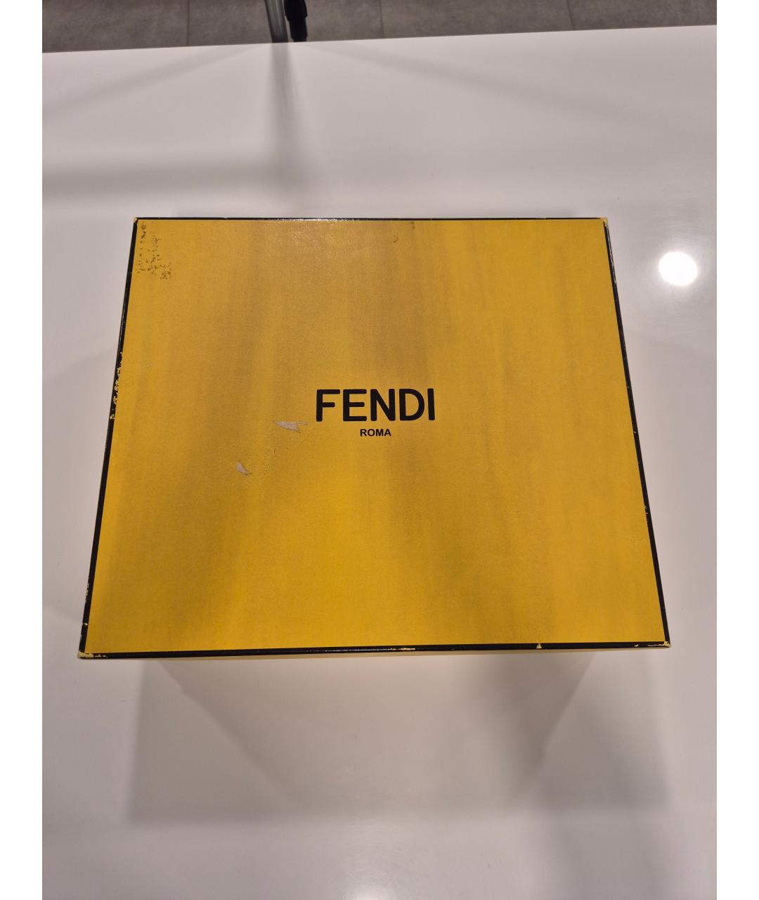 FENDI Хаки кожаные ботинки, фото 8