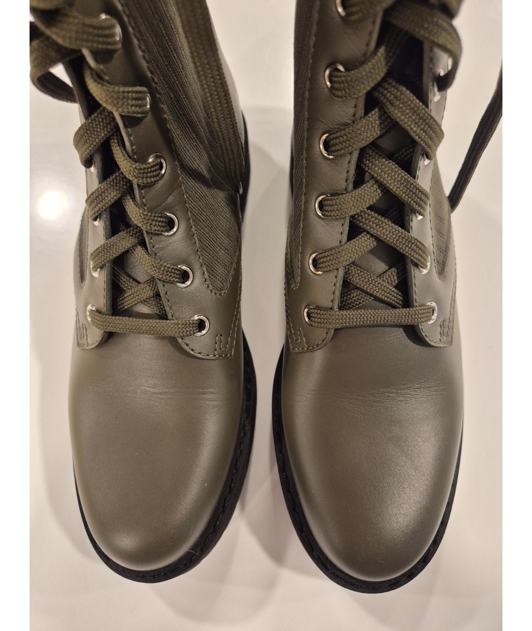 FENDI Хаки кожаные ботинки, фото 3