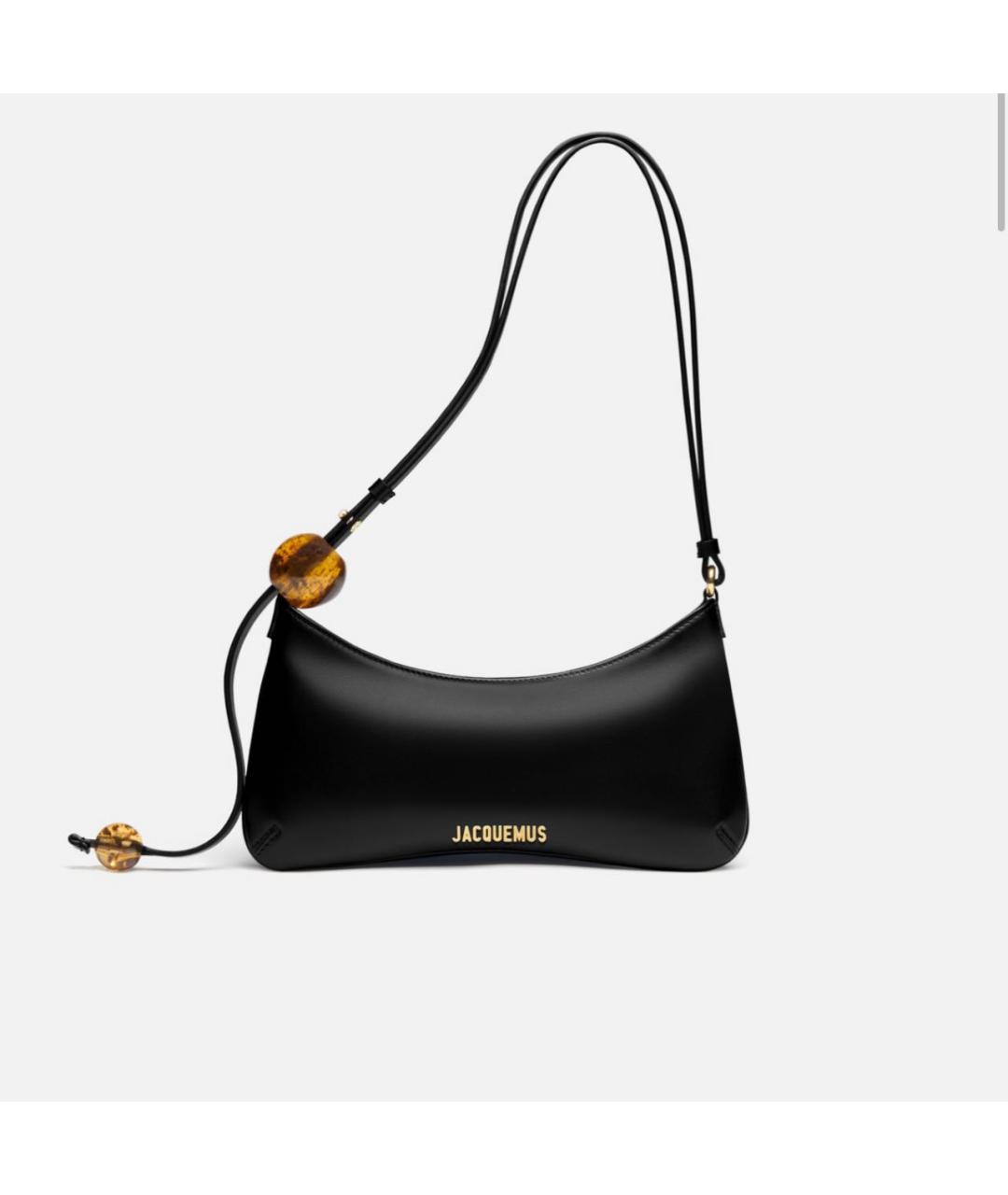 JACQUEMUS Черная кожаная сумка с короткими ручками, фото 2