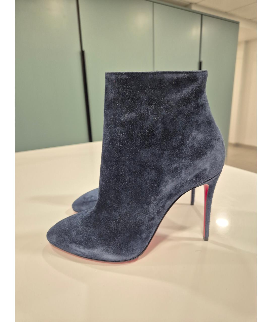 CHRISTIAN LOUBOUTIN Синие замшевые ботильоны, фото 10