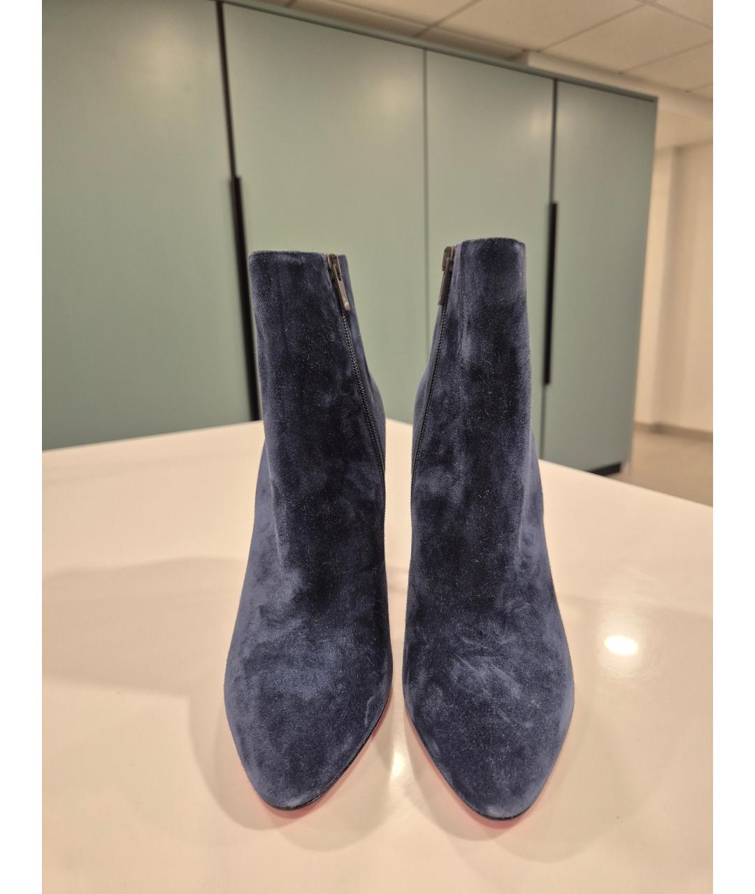 CHRISTIAN LOUBOUTIN Синие замшевые ботильоны, фото 2