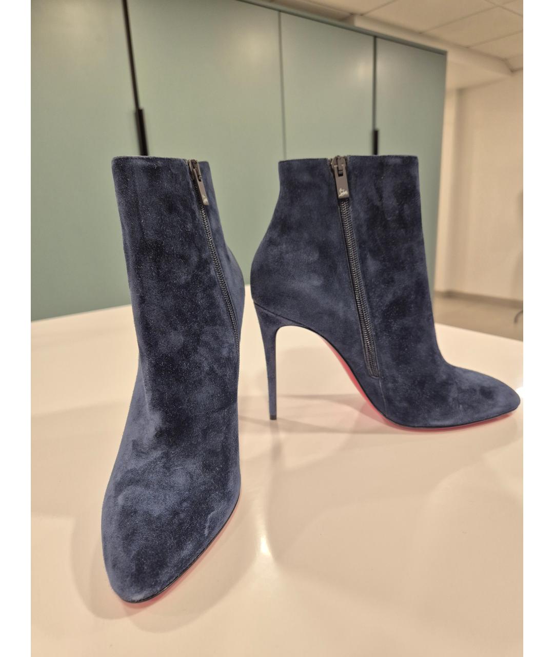 CHRISTIAN LOUBOUTIN Синие замшевые ботильоны, фото 8