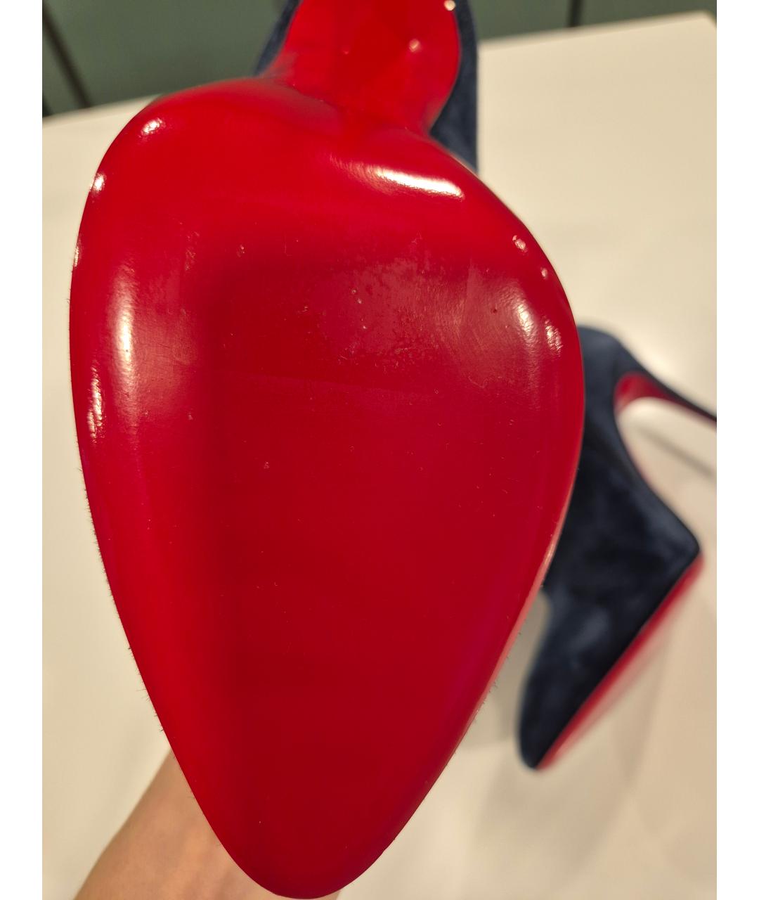 CHRISTIAN LOUBOUTIN Синие замшевые ботильоны, фото 6