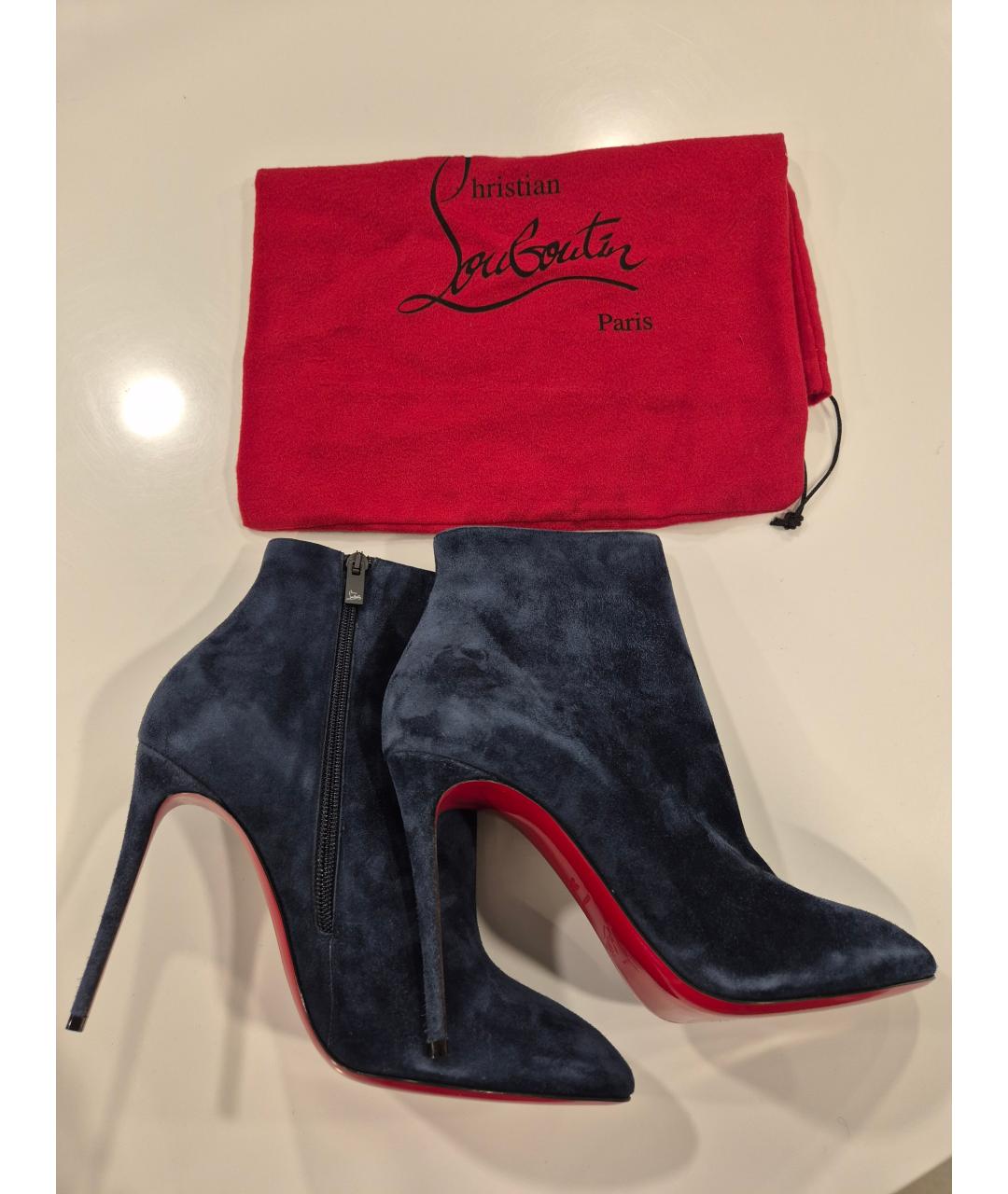CHRISTIAN LOUBOUTIN Синие замшевые ботильоны, фото 9