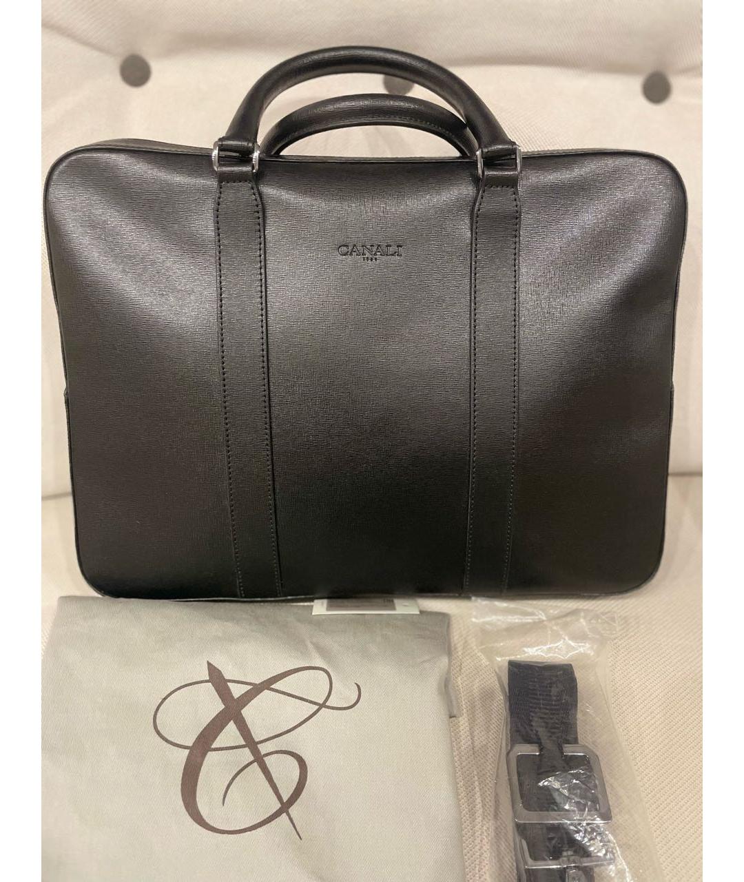 CANALI Черный кожаный портфель, фото 5