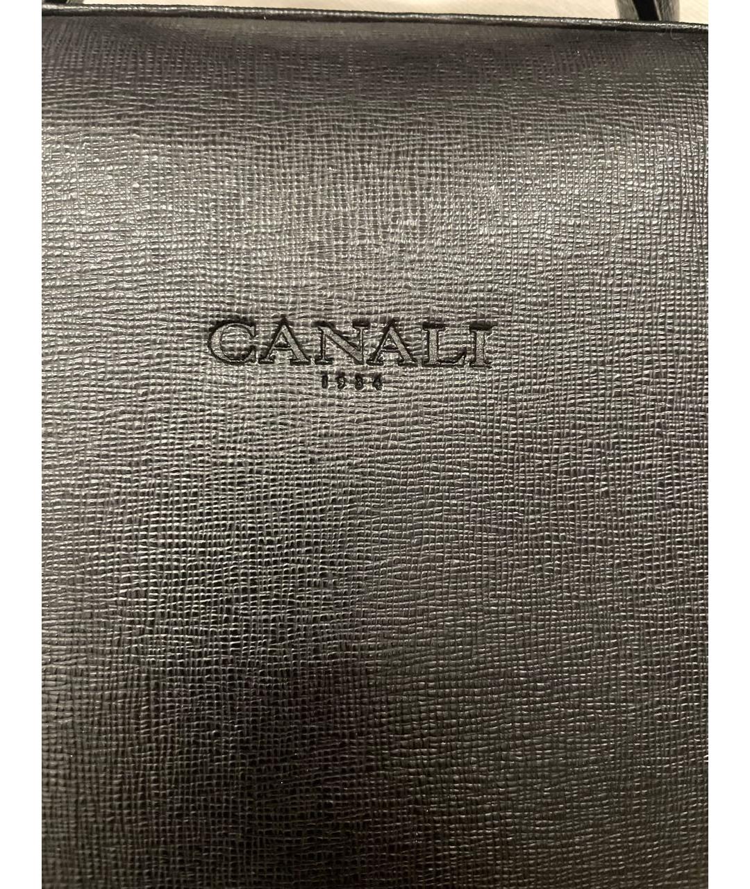 CANALI Черный кожаный портфель, фото 7