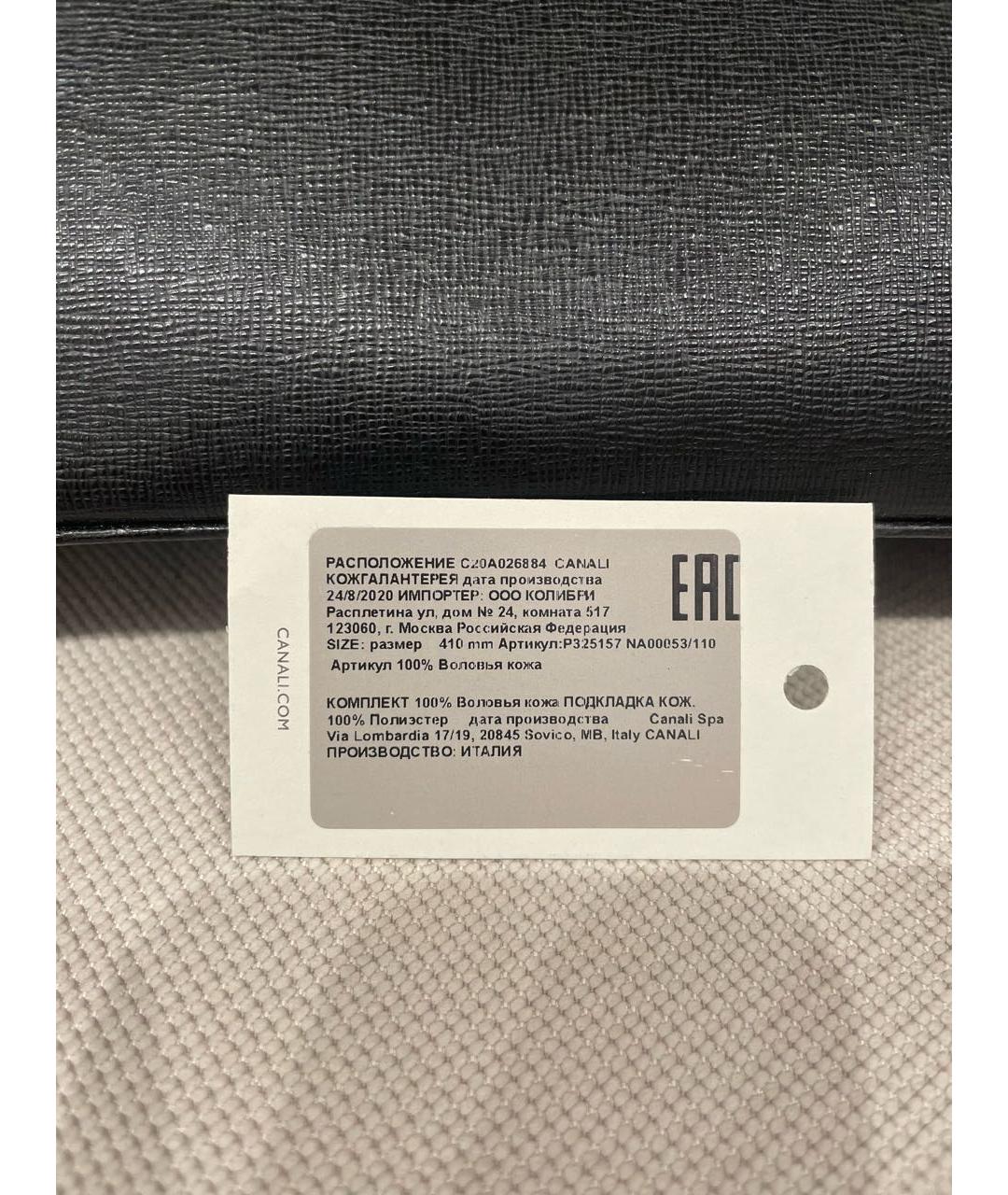 CANALI Черный кожаный портфель, фото 8