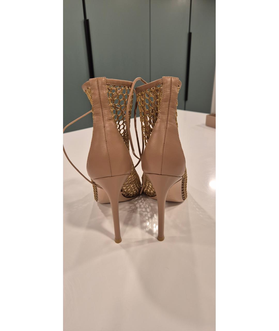 GIANVITO ROSSI Бежевые текстильные босоножки, фото 4