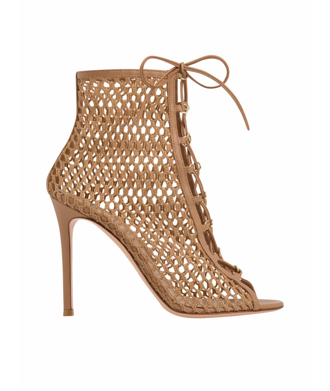 GIANVITO ROSSI Бежевые текстильные босоножки, фото 1