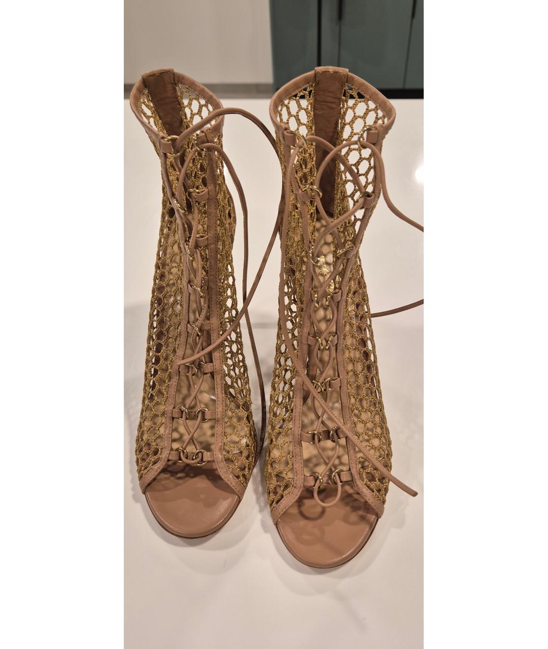 GIANVITO ROSSI Бежевые текстильные босоножки, фото 2