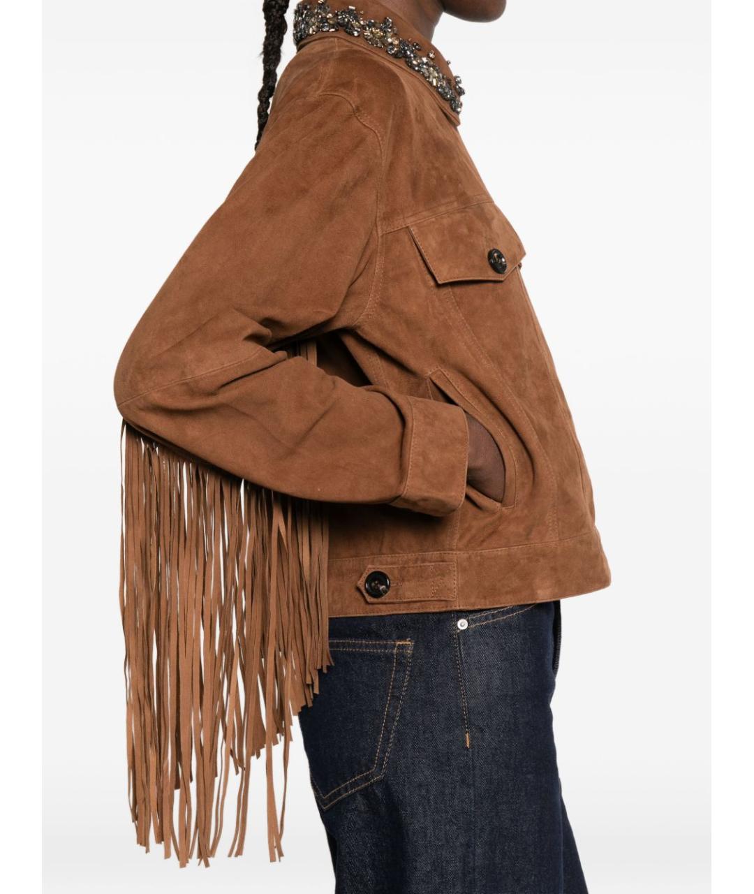 ERMANNO FIRENZE Коричневая кожаная куртка, фото 2