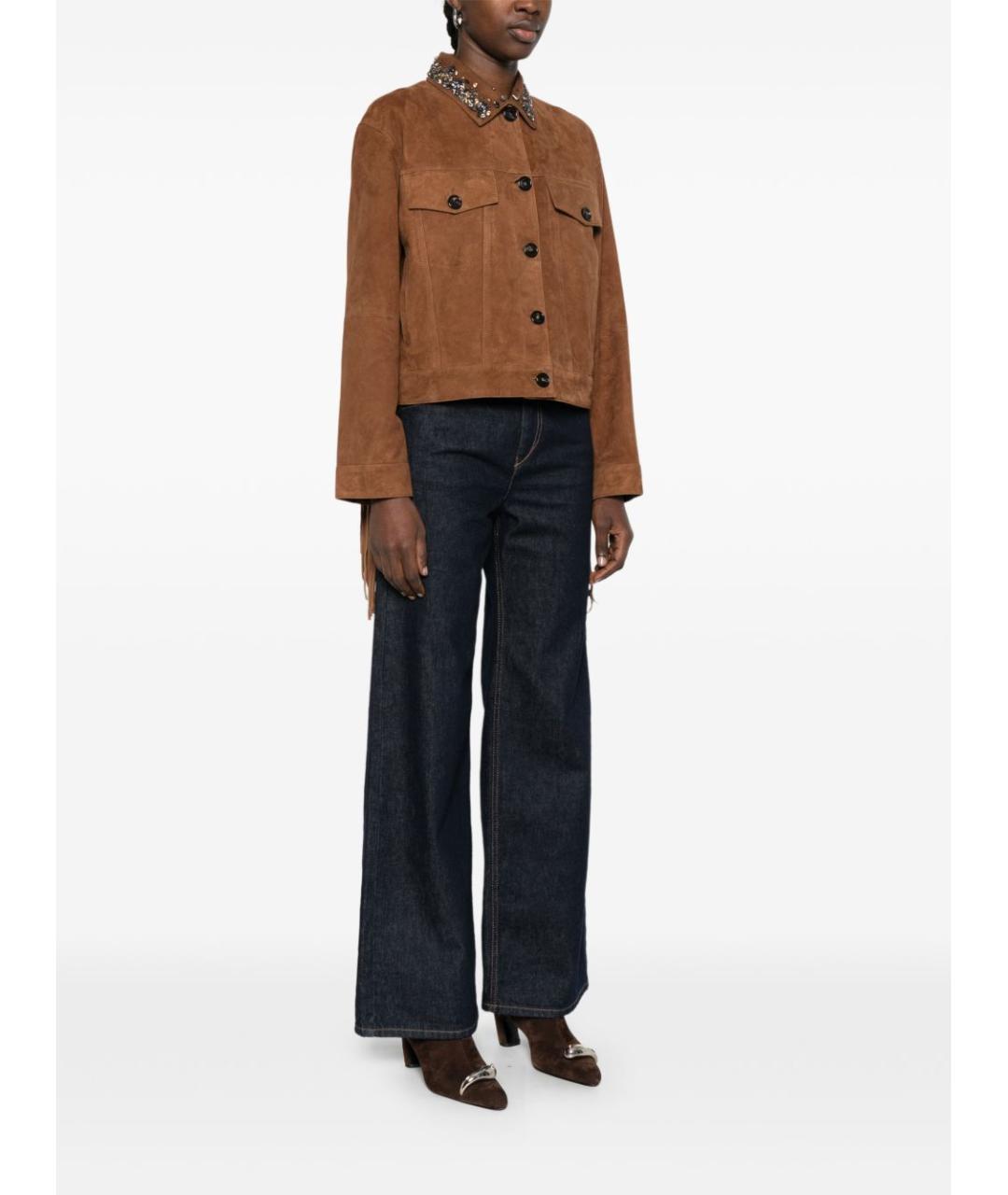 ERMANNO FIRENZE Коричневая кожаная куртка, фото 5