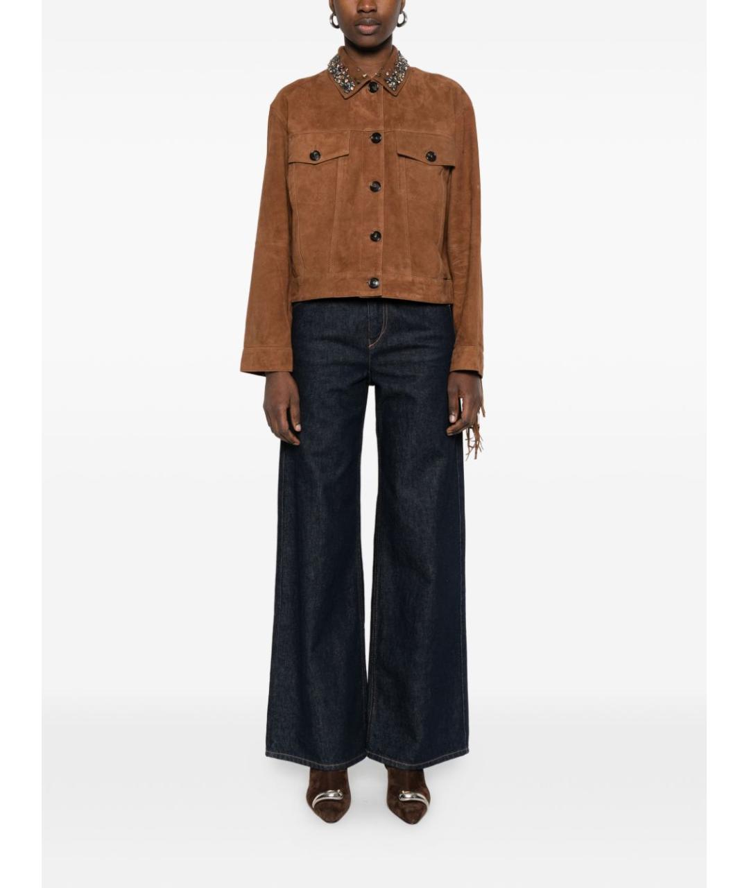 ERMANNO FIRENZE Коричневая кожаная куртка, фото 4