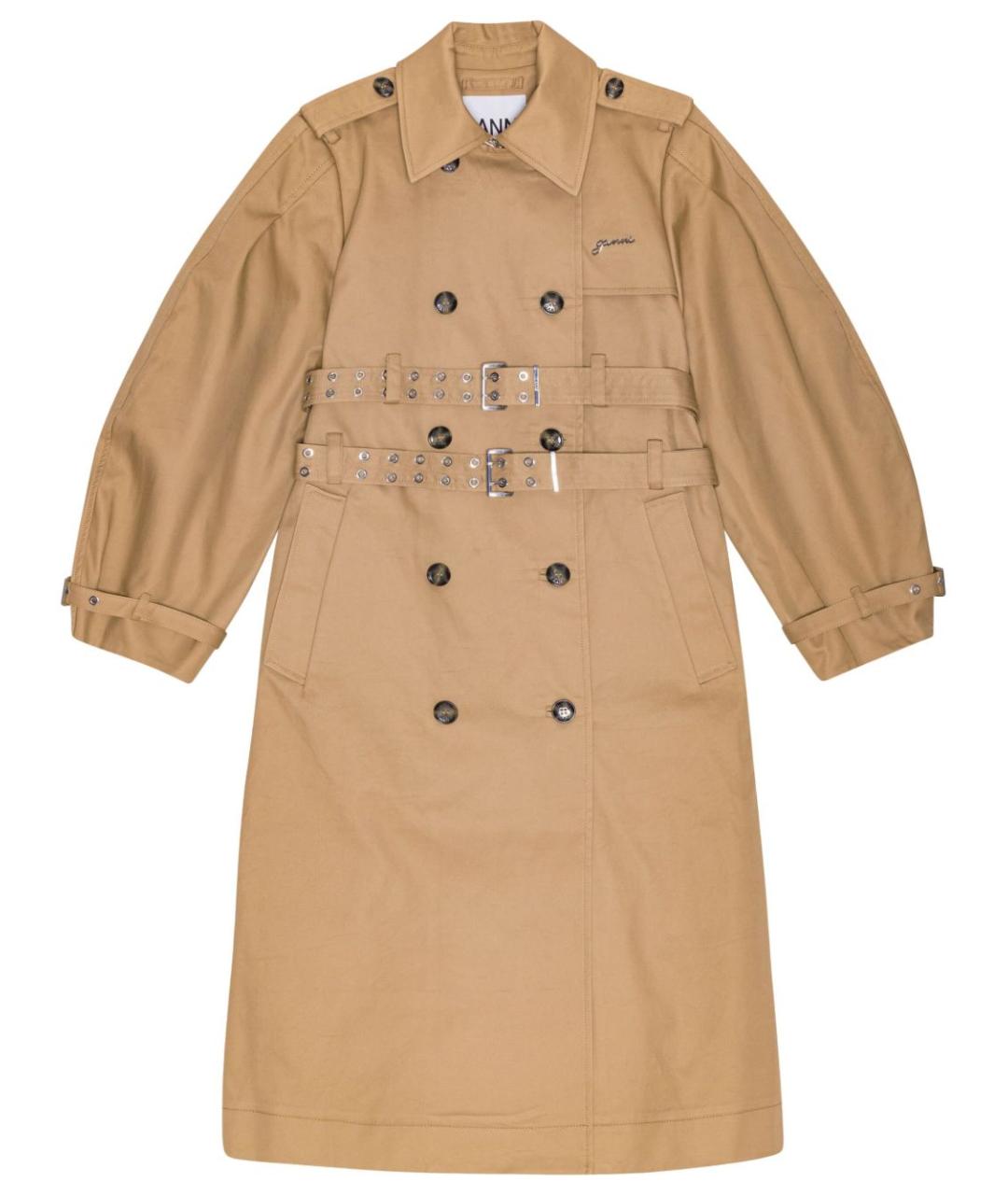 GANNI Бежевый хлопковый тренч/плащ, фото 1