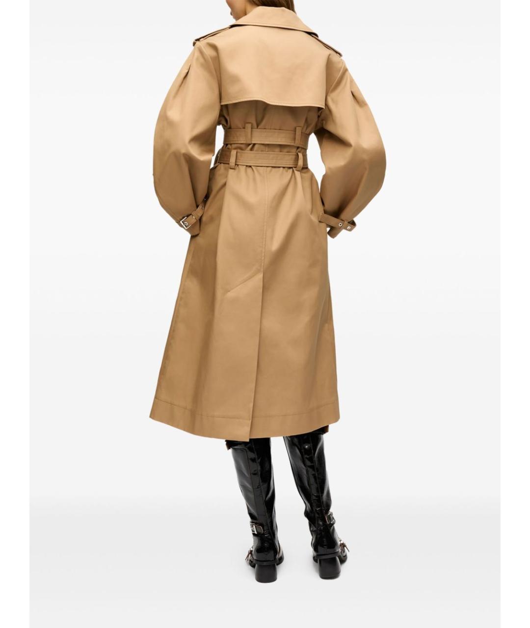 GANNI Бежевый хлопковый тренч/плащ, фото 4