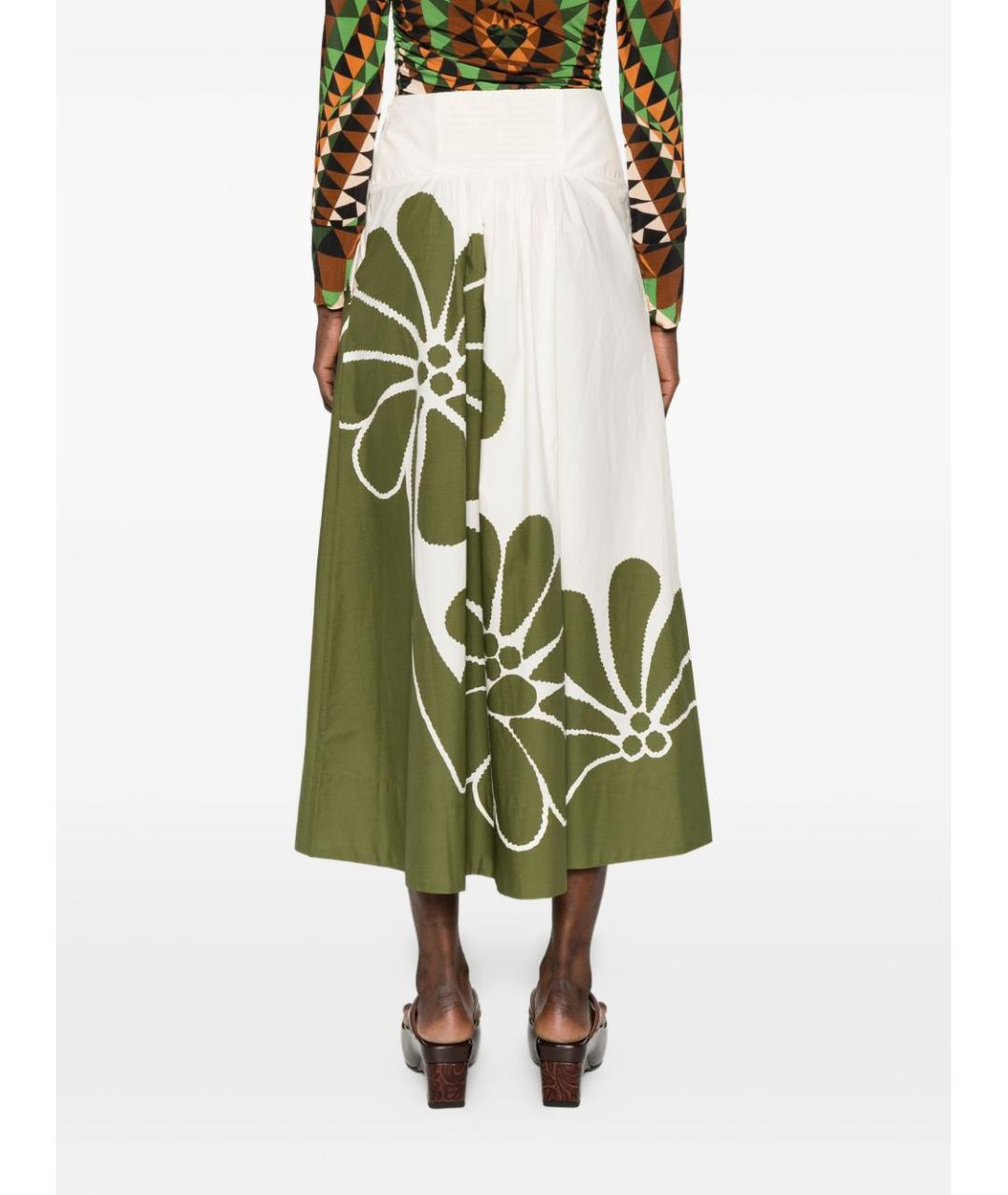 FARM RIO Зеленая хлопковая юбка макси, фото 5