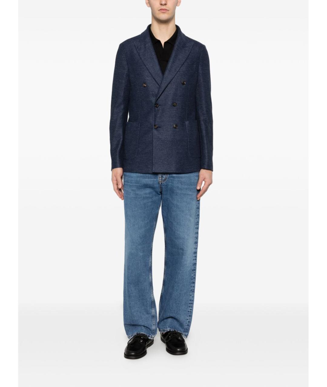 CIRCOLO 1901 Синий льняной пиджак, фото 4