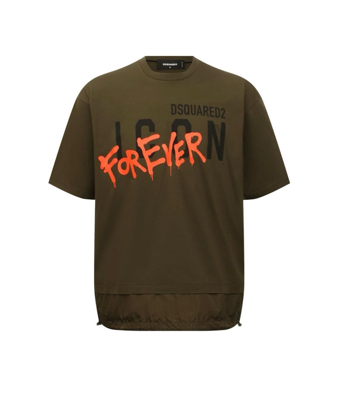 DSQUARED2 Хаки хлопковая футболка, фото 4