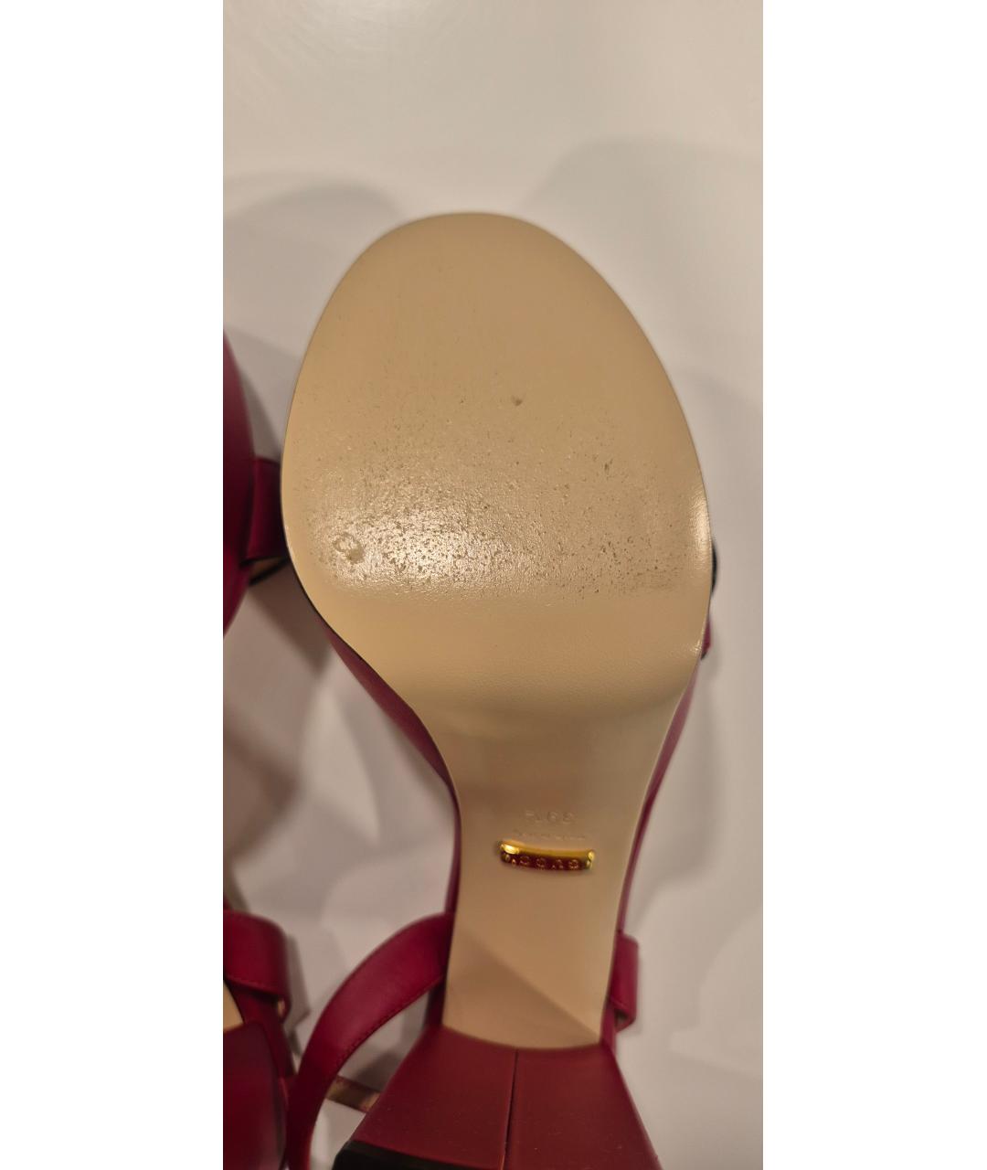 GUCCI Красные кожаные босоножки, фото 6