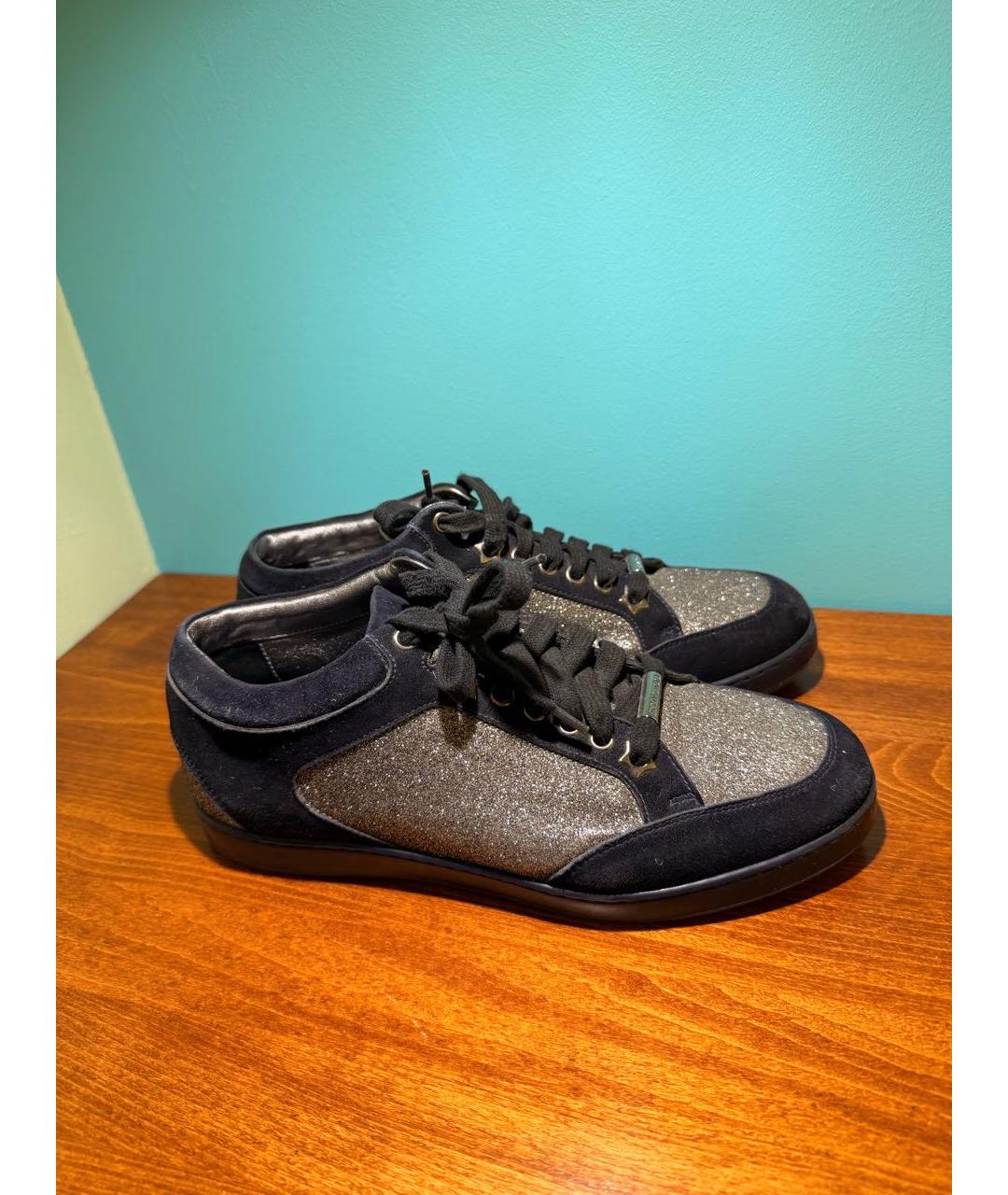 JIMMY CHOO Темно-синие замшевые кроссовки, фото 7