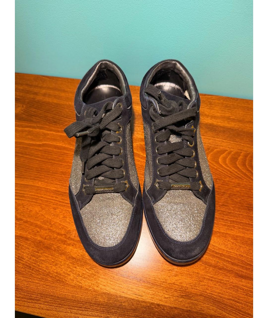 JIMMY CHOO Темно-синие замшевые кроссовки, фото 2