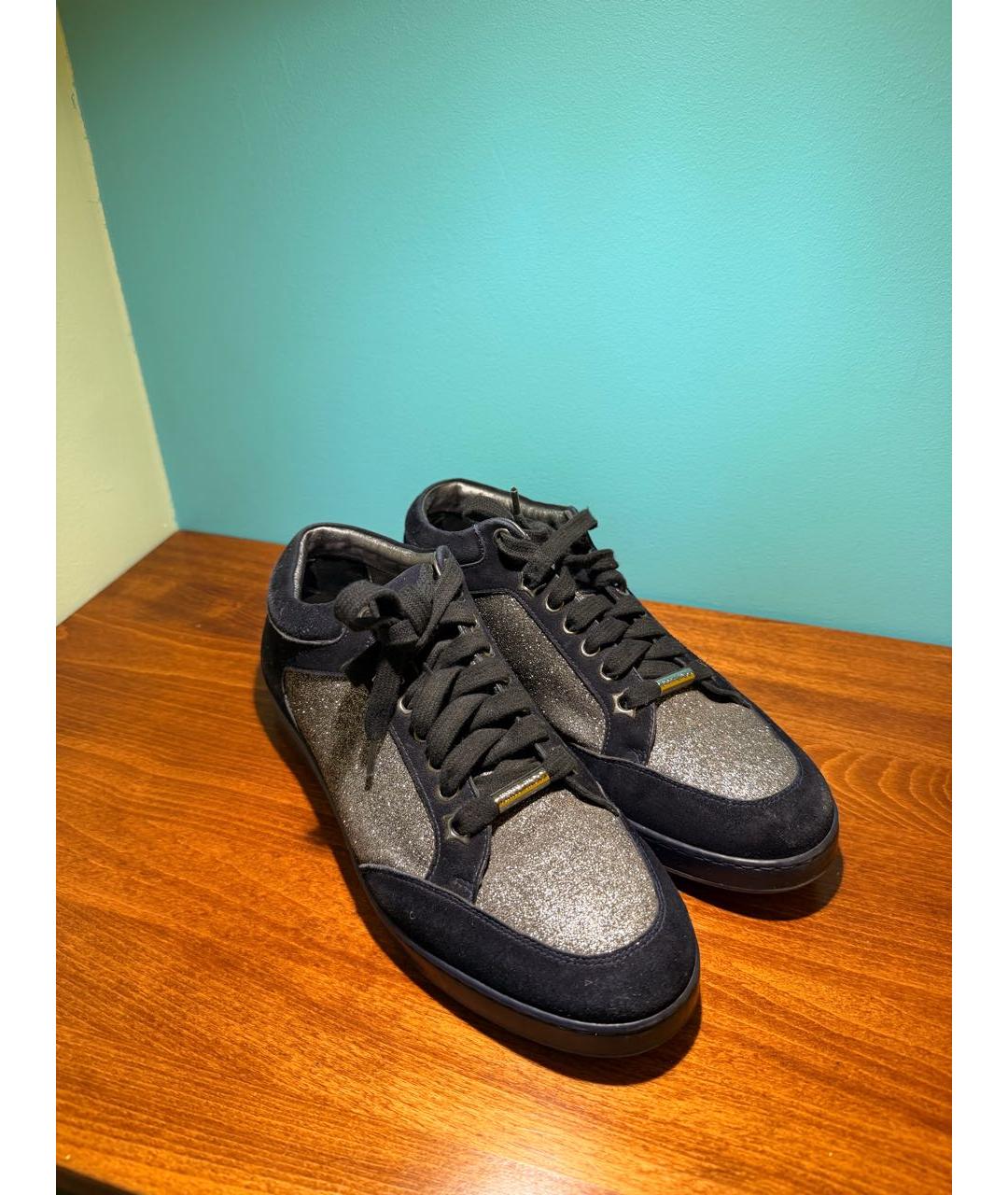 JIMMY CHOO Темно-синие замшевые кроссовки, фото 3