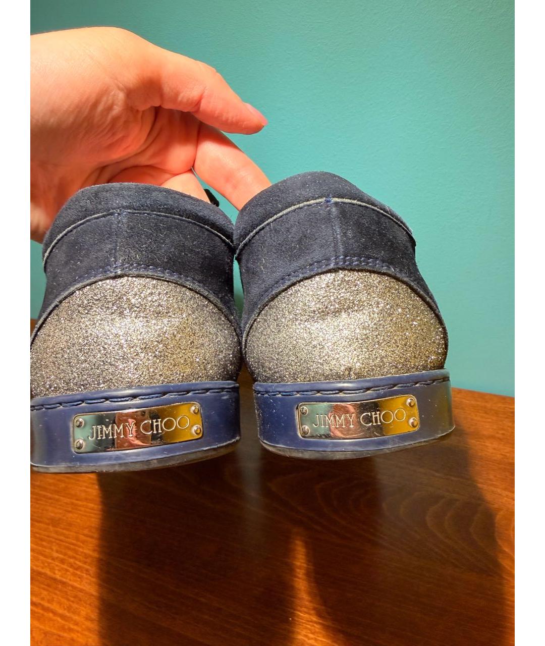 JIMMY CHOO Темно-синие замшевые кроссовки, фото 6