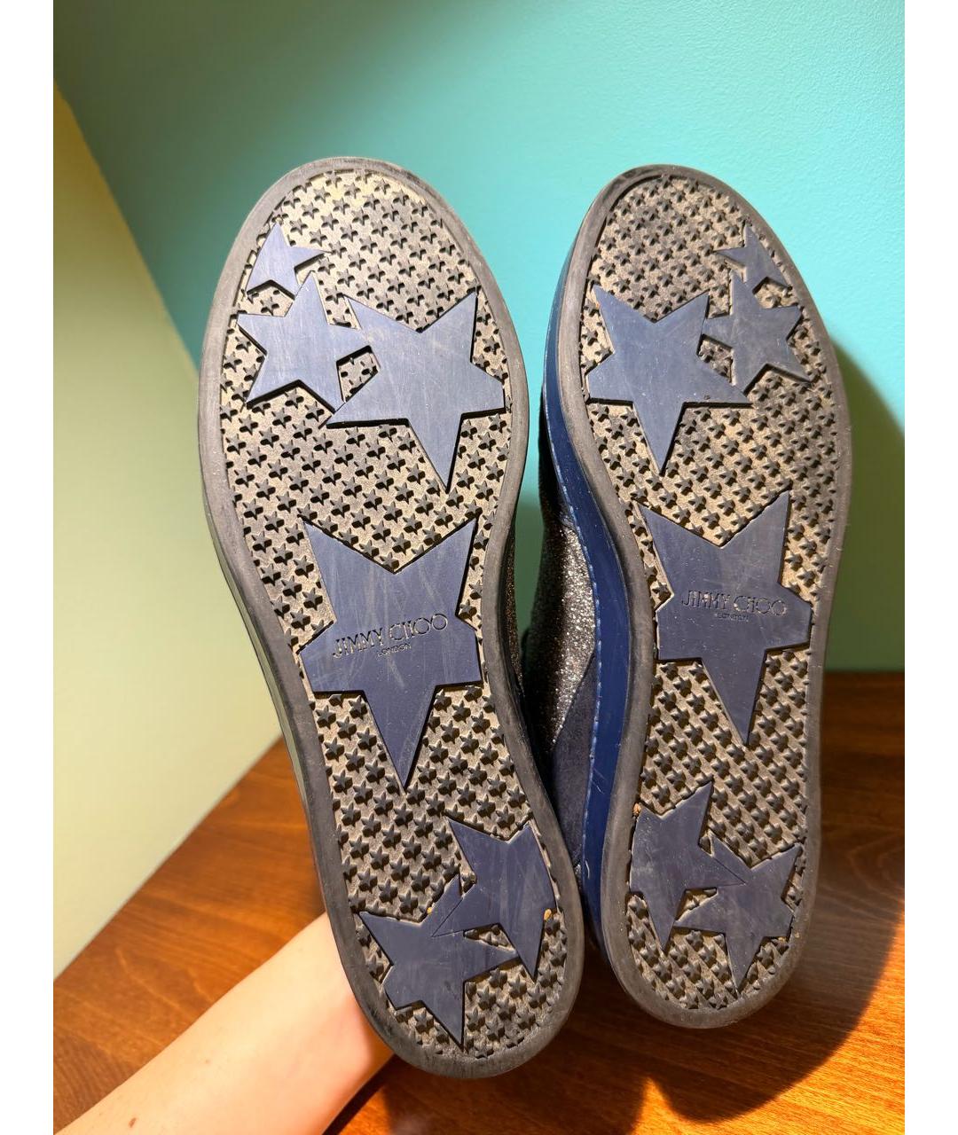 JIMMY CHOO Темно-синие замшевые кроссовки, фото 5