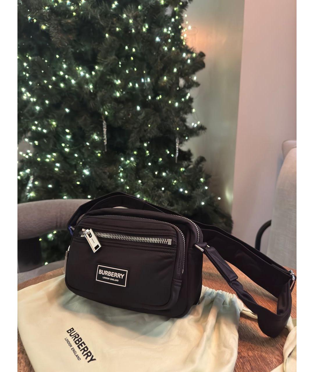 BURBERRY Черная синтетическая сумка на плечо, фото 6