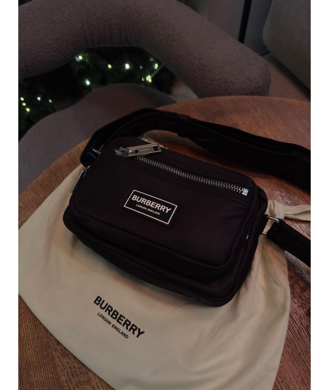 BURBERRY Черная синтетическая сумка на плечо, фото 2