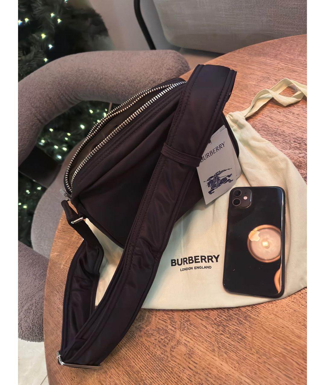 BURBERRY Черная синтетическая сумка на плечо, фото 3