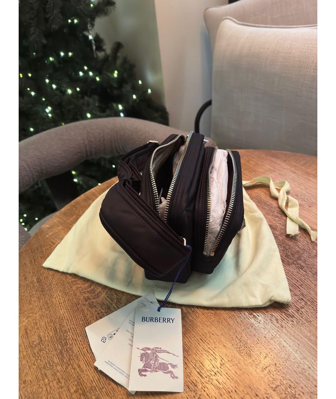 BURBERRY Черная синтетическая сумка на плечо, фото 4