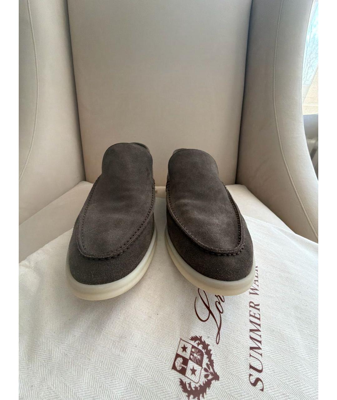 LORO PIANA Коричневые замшевые лоферы, фото 3