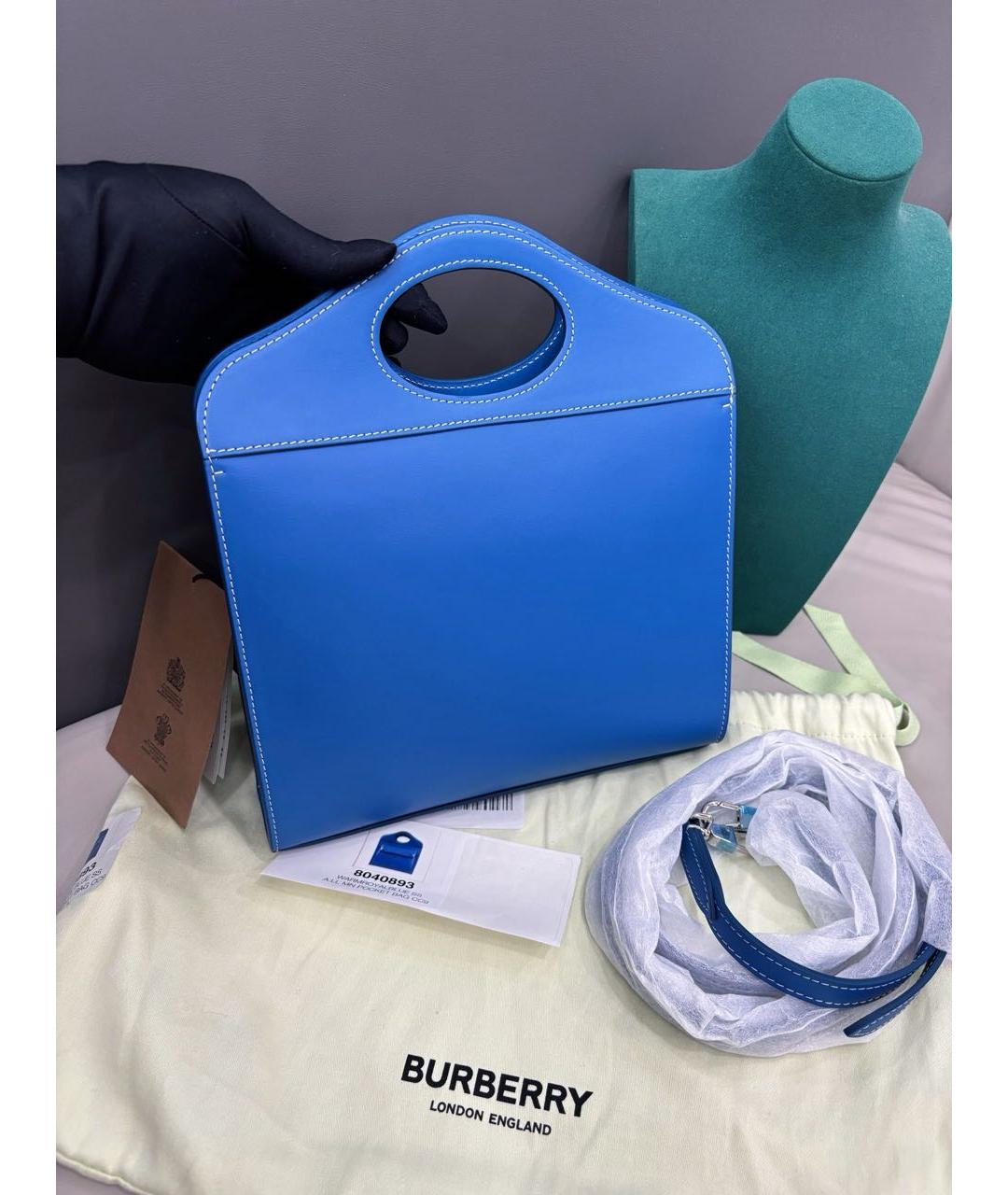 BURBERRY Голубая кожаная сумка через плечо, фото 4