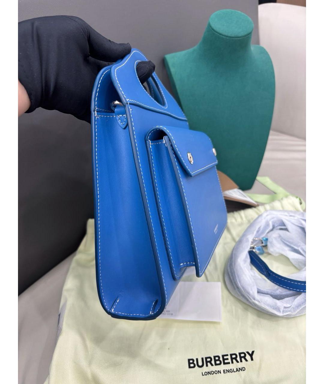BURBERRY Голубая кожаная сумка через плечо, фото 3