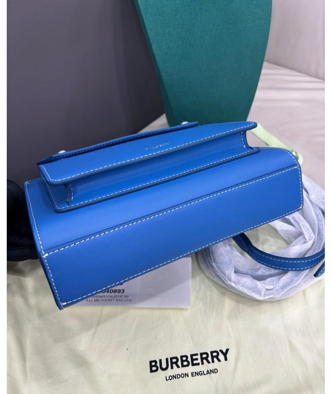 BURBERRY Голубая кожаная сумка через плечо, фото 5