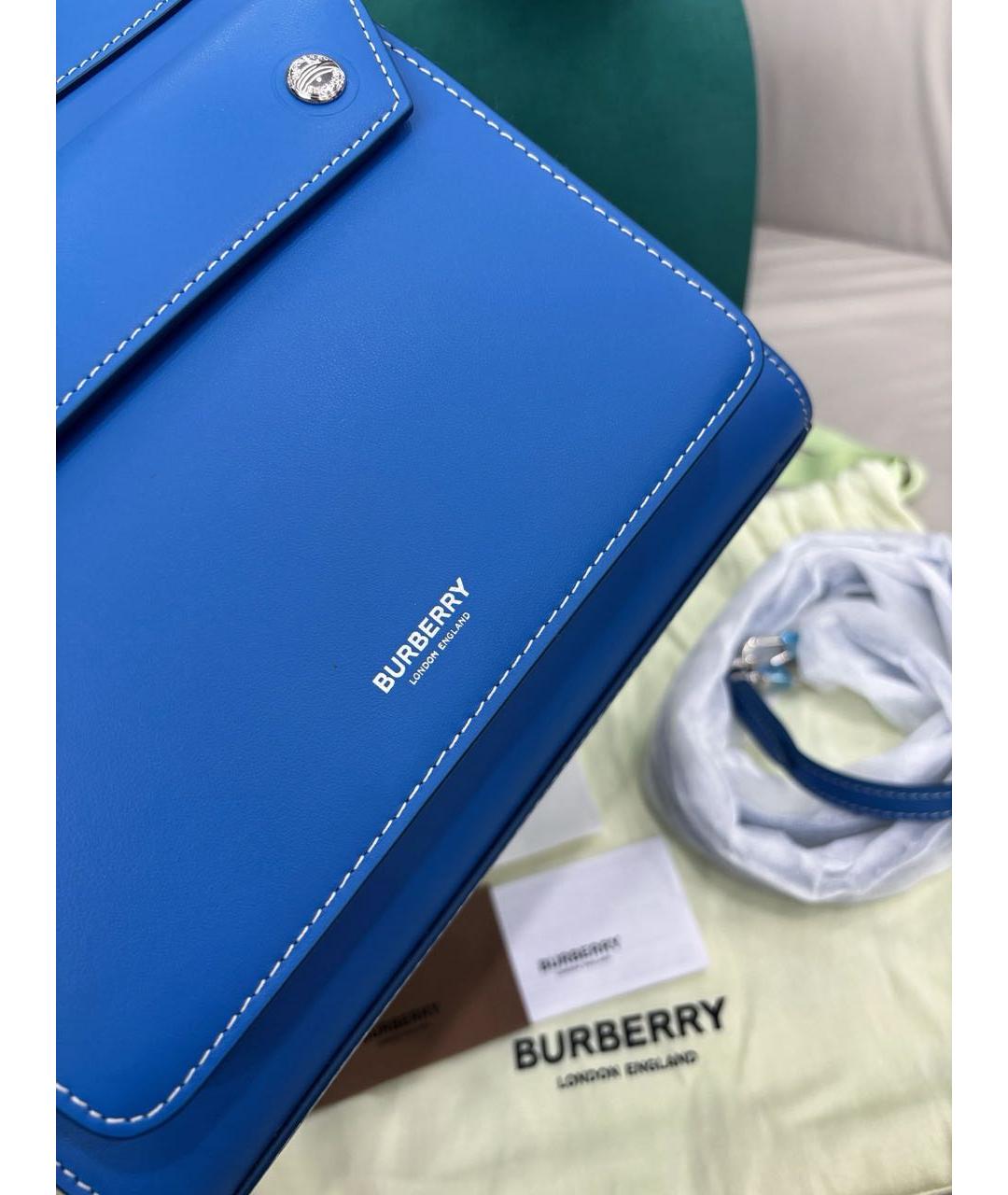 BURBERRY Голубая кожаная сумка через плечо, фото 6