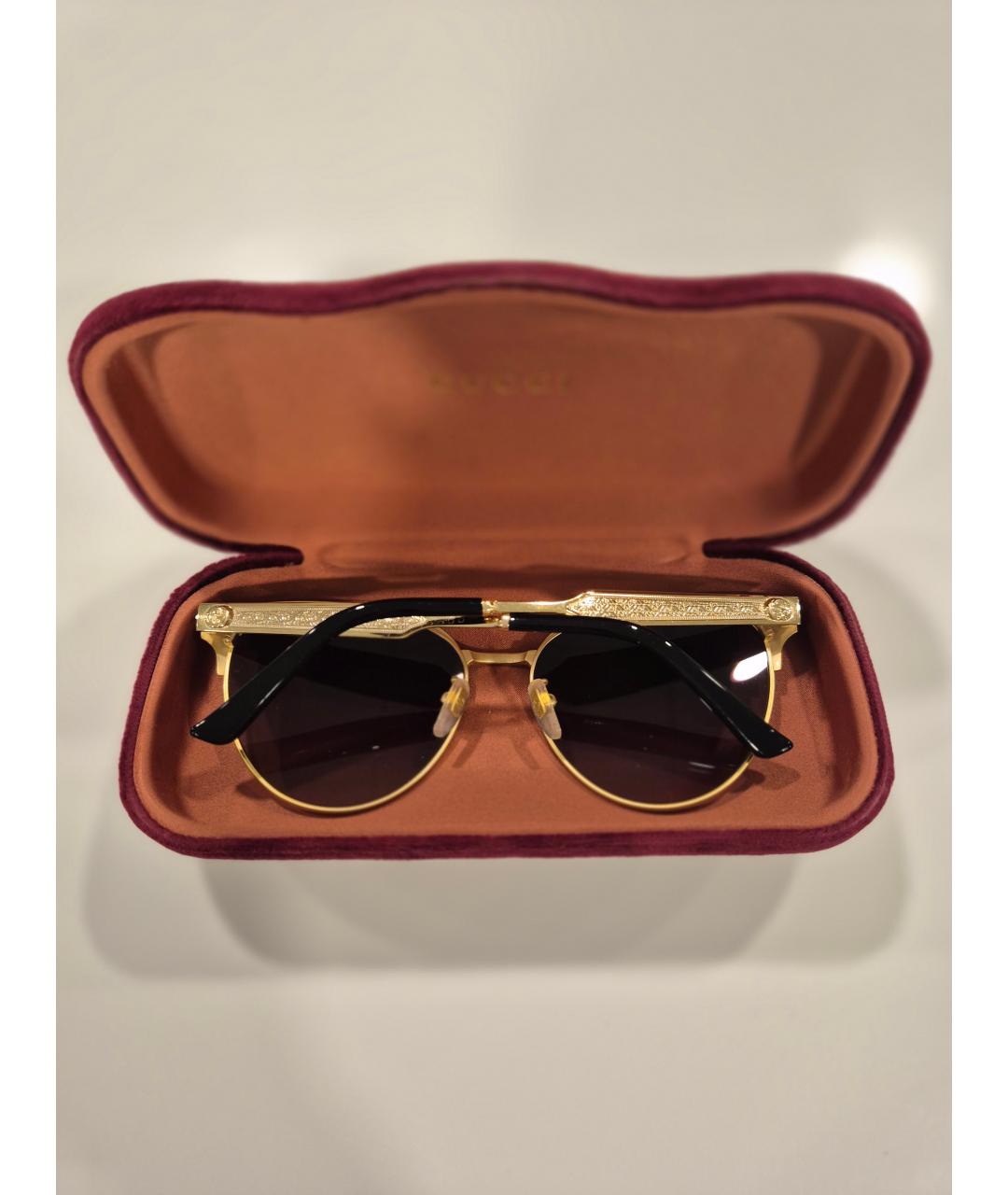 GUCCI Коричневые металлические солнцезащитные очки, фото 3