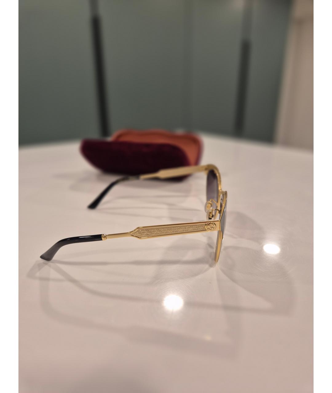 GUCCI Коричневые металлические солнцезащитные очки, фото 2