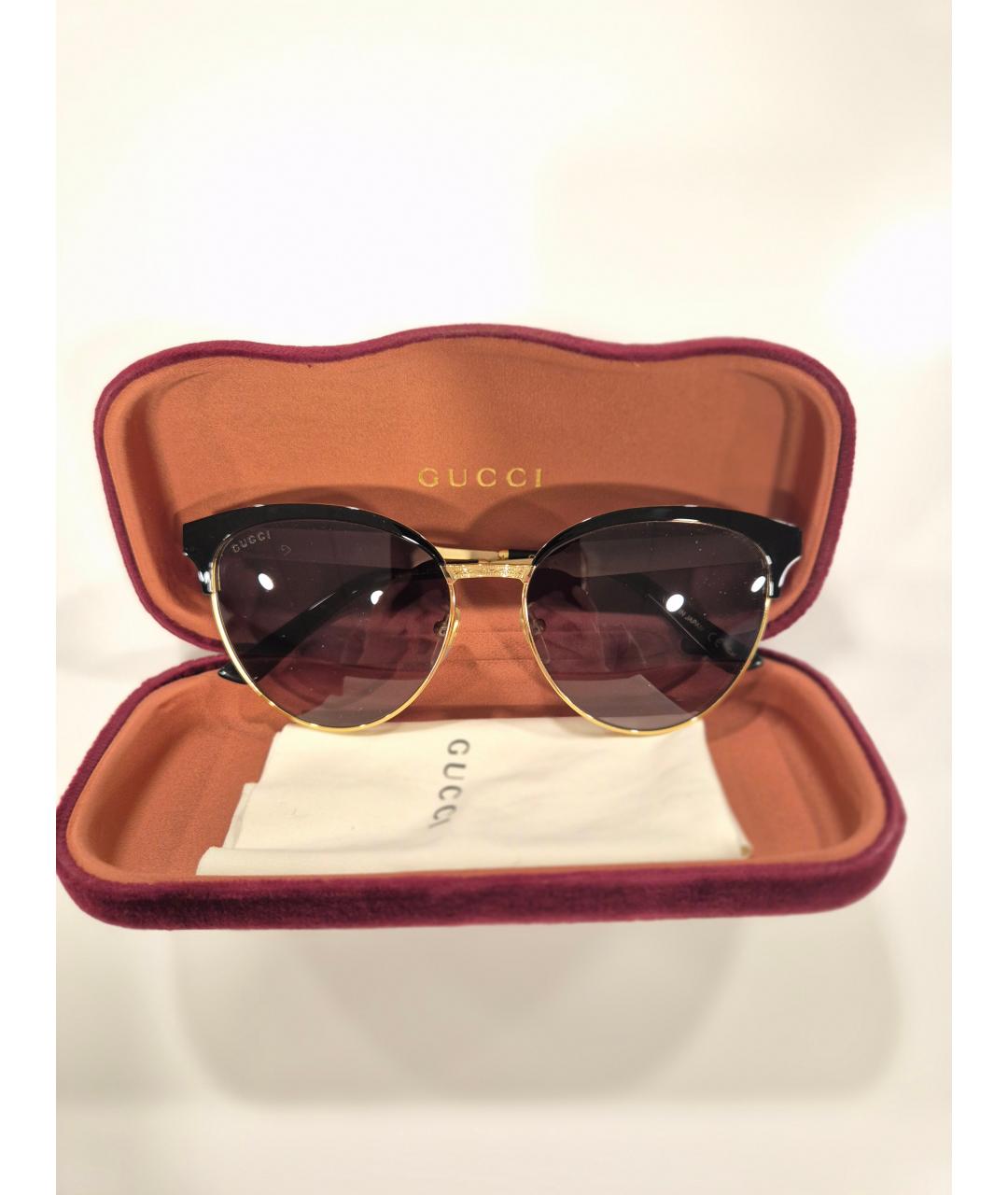 GUCCI Коричневые металлические солнцезащитные очки, фото 5