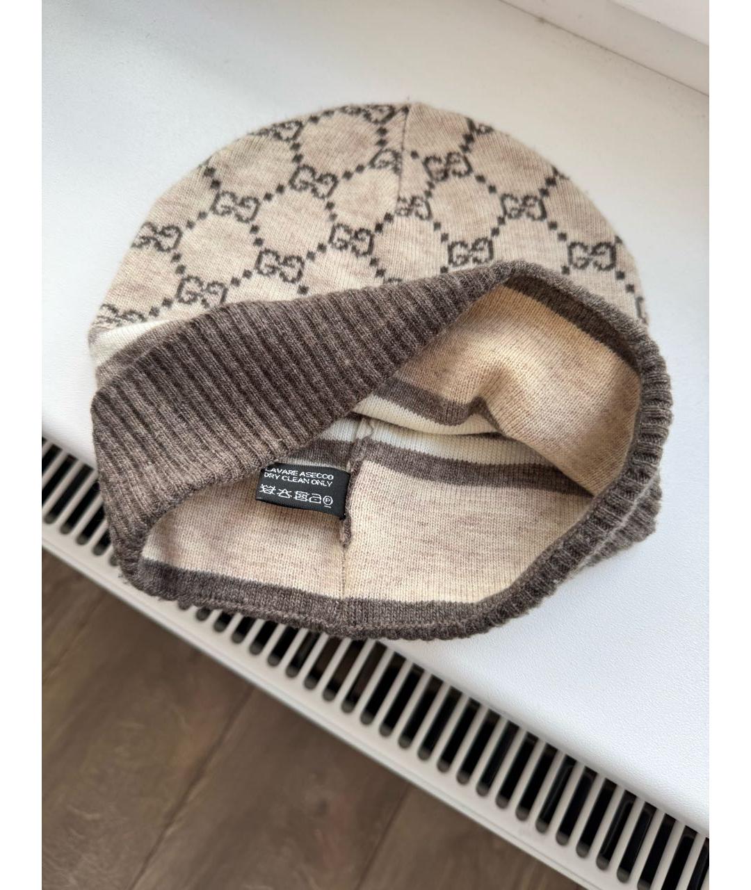 GUCCI Бежевая шерстяная шапка, фото 3