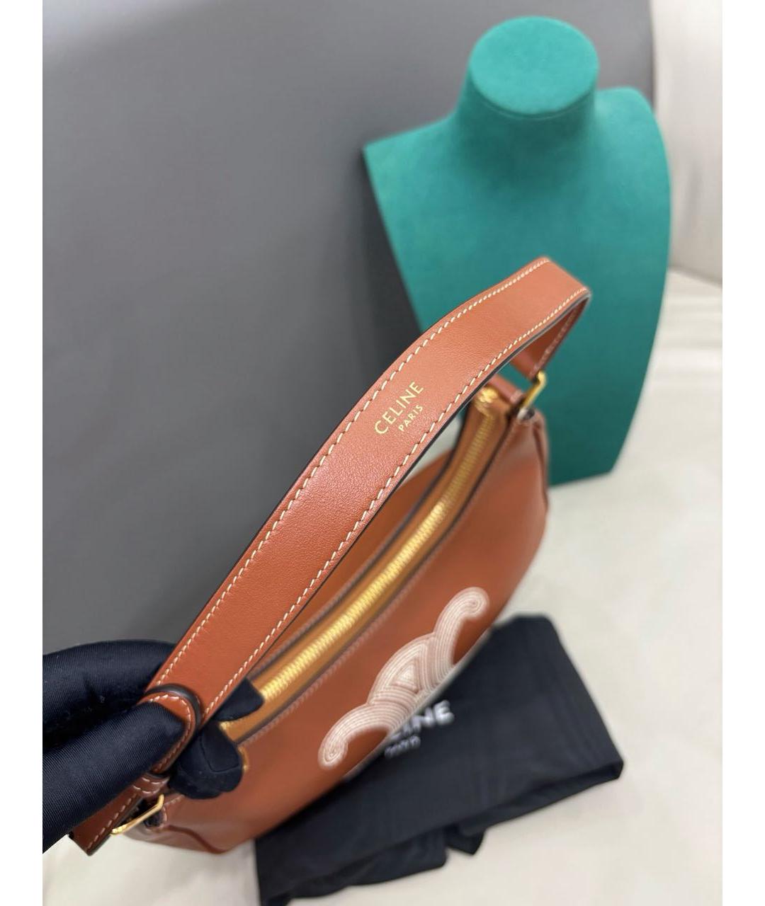 CELINE Коричневая кожаная сумка через плечо, фото 7