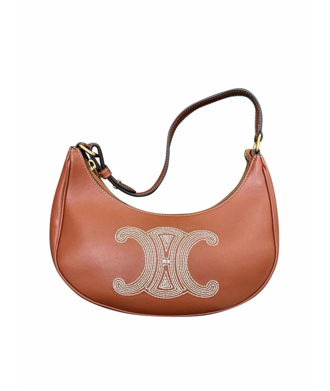 CELINE Коричневая кожаная сумка через плечо, фото 1