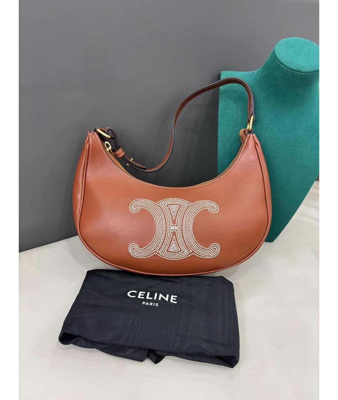 CELINE Коричневая кожаная сумка через плечо, фото 9