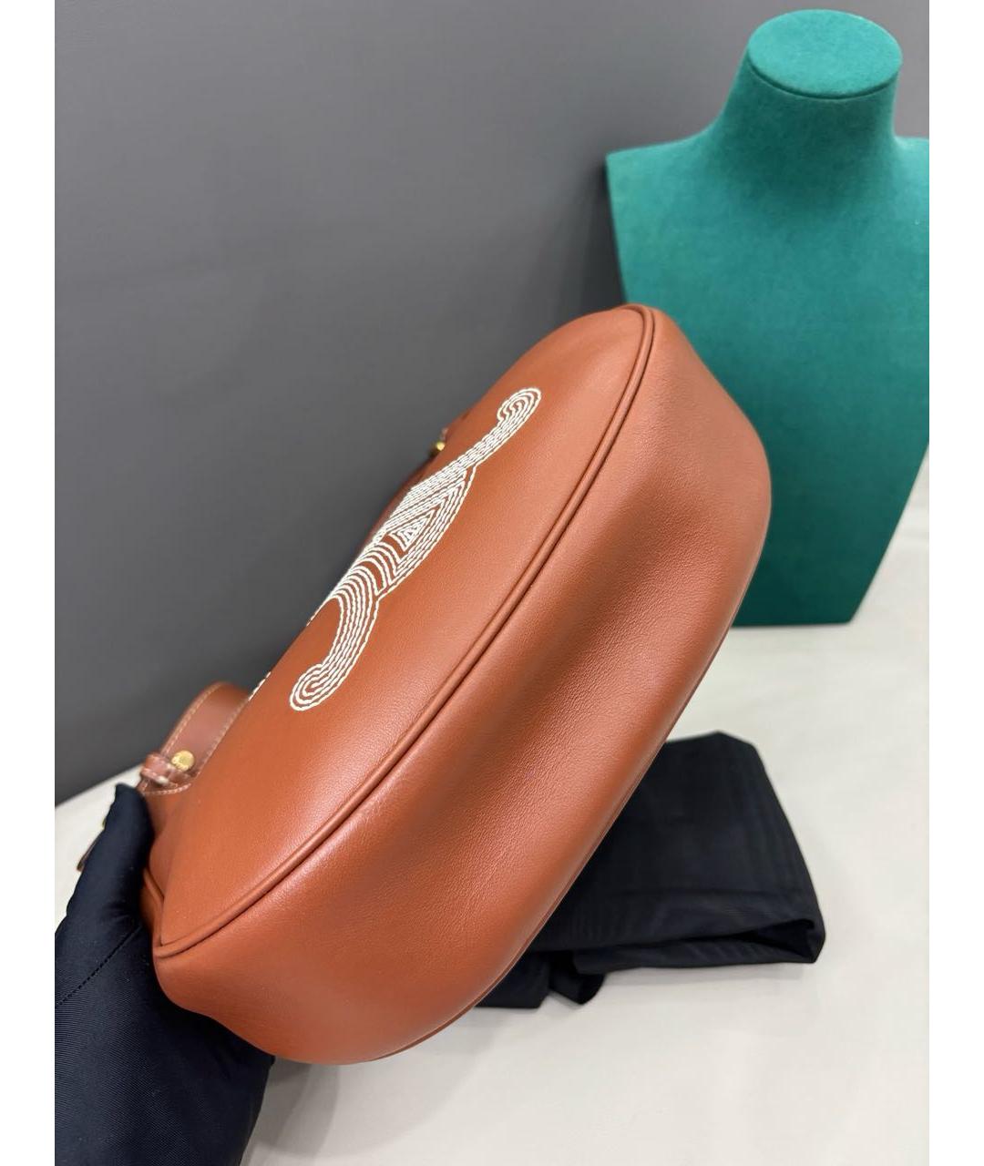 CELINE Коричневая кожаная сумка через плечо, фото 5