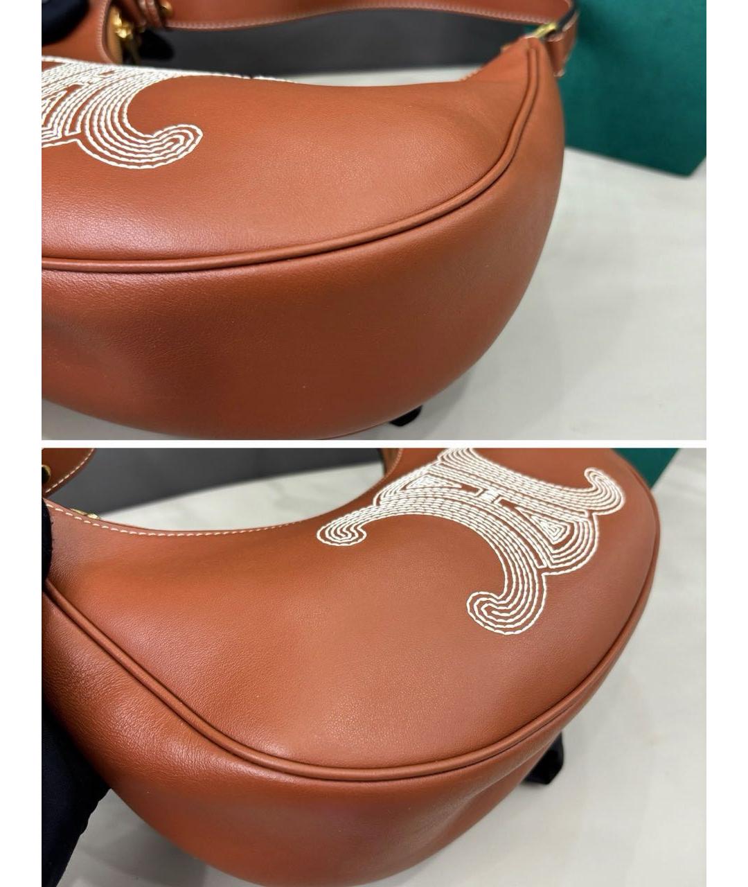 CELINE Коричневая кожаная сумка через плечо, фото 6