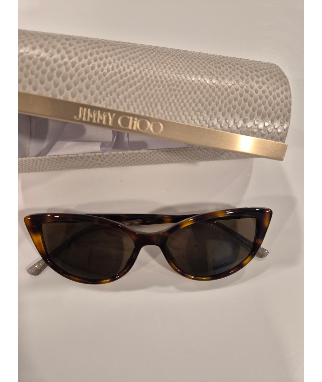 JIMMY CHOO Коричневые пластиковые солнцезащитные очки, фото 4